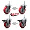 Service Caster 4 Inch Red Polyurethane 38 Inch Threaded Stem Caster Set 2 Brakes SCC SCC-TS20S414-PPUB-RED-381615-2-PLB-2 - alternate 4